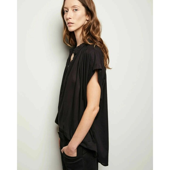 Nili Lotan Normandy Shirt Tunic Top Cotton Black Oversized Kimono S NEW 280969 - Picture 4 of 9